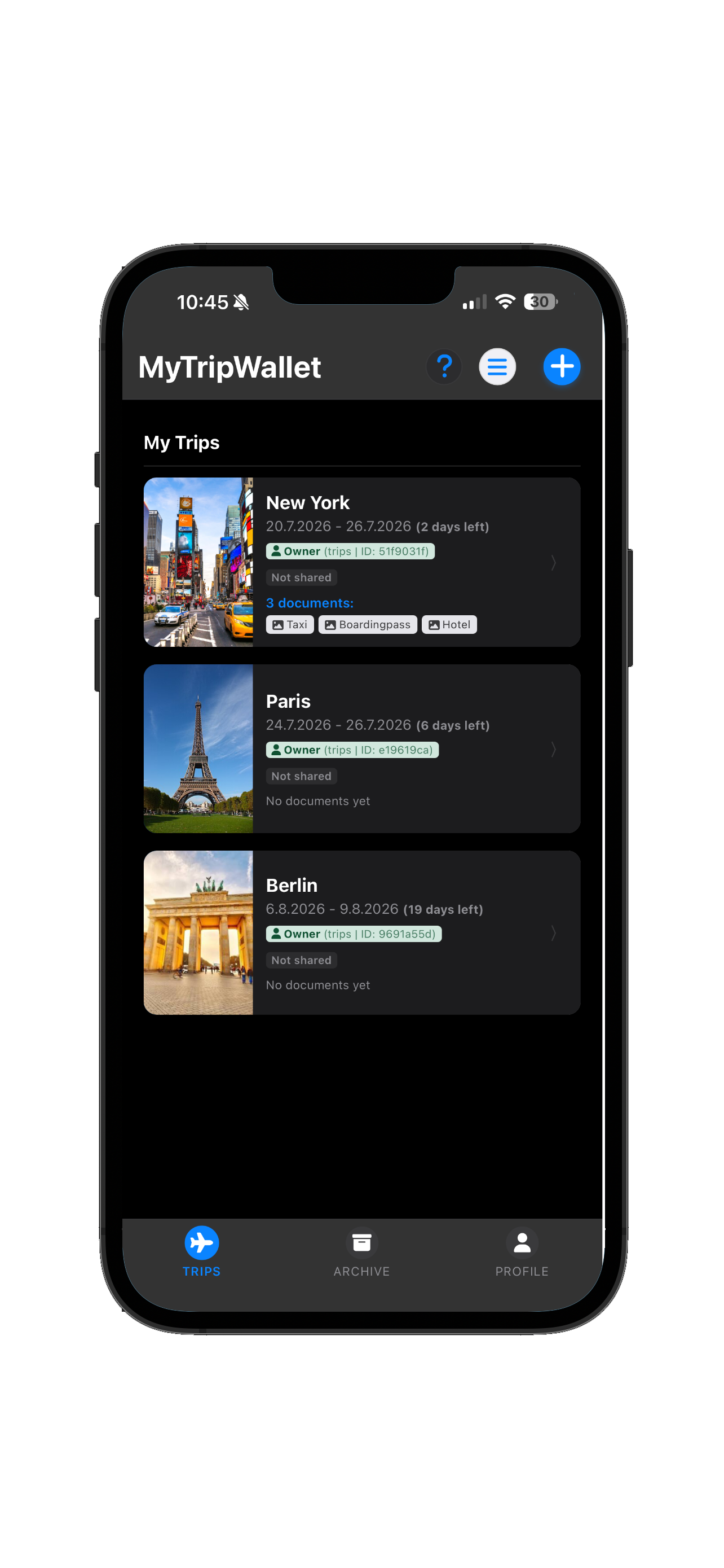 My Trips overview